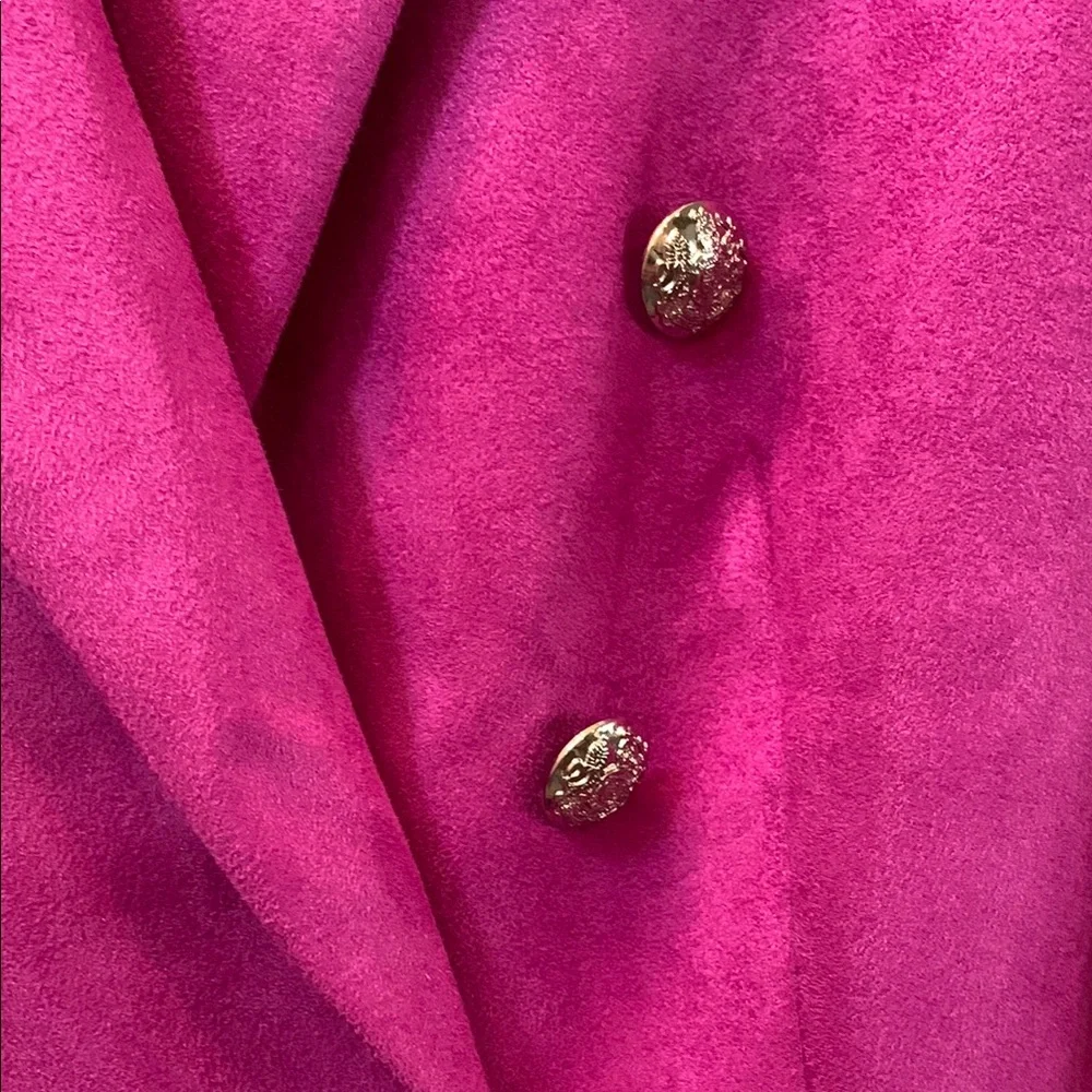 White House Black Market Magenta Ultra Suede Double-Breasted Trophy Blazer 2 - Picture 13 of 14